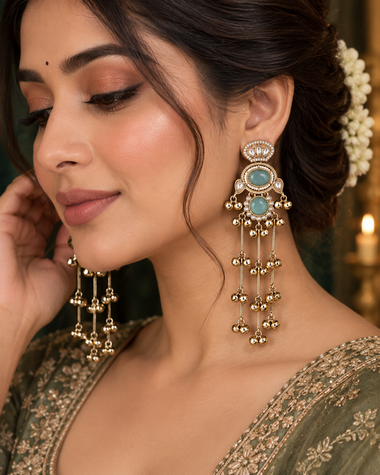 Turquoise Goura Premium Kashmiri Look Earring