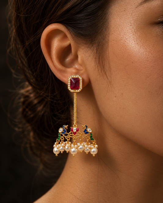 Red Sneha Designer Earring