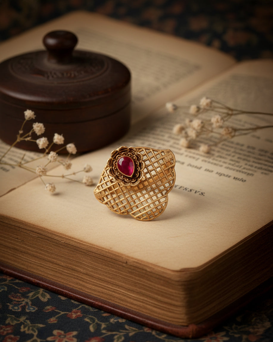 Ruby Vanusha Ethnic Ring - Rajwada