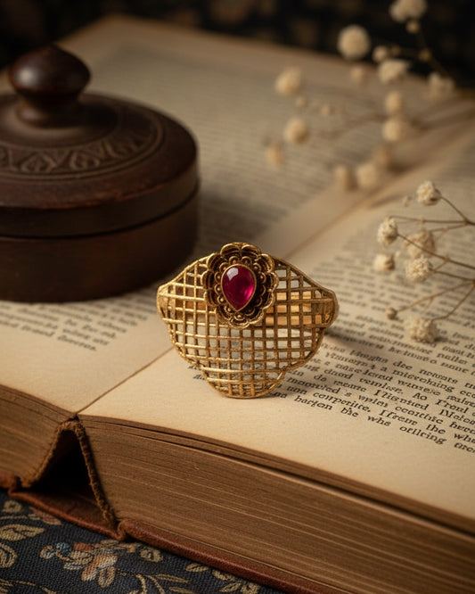 Ruby Vanusha Ethnic Ring - Rajwada