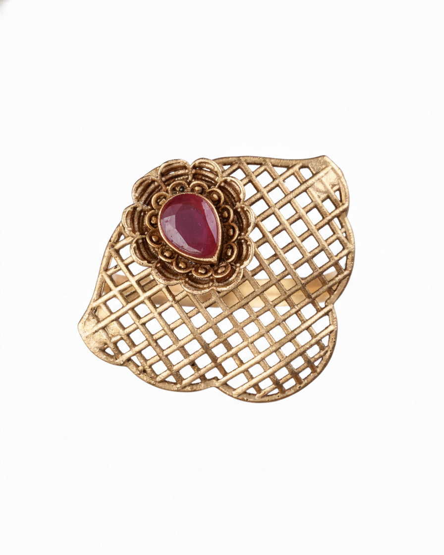 Ruby Vanusha Ethnic Ring - Rajwada