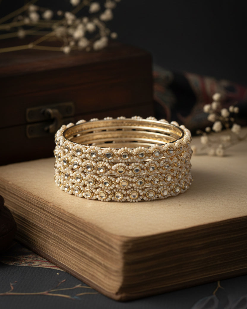 Pearl Samrani Kundan Bangles