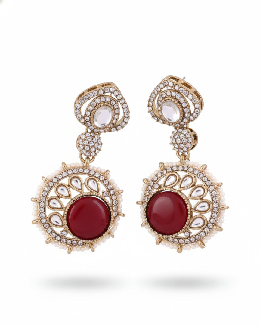 Red Zivika Zircone Earrings - Polki Dupe
