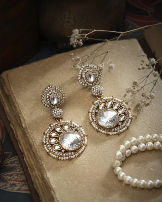 Silver Zivika Zircone Earrings - Polki Dupe