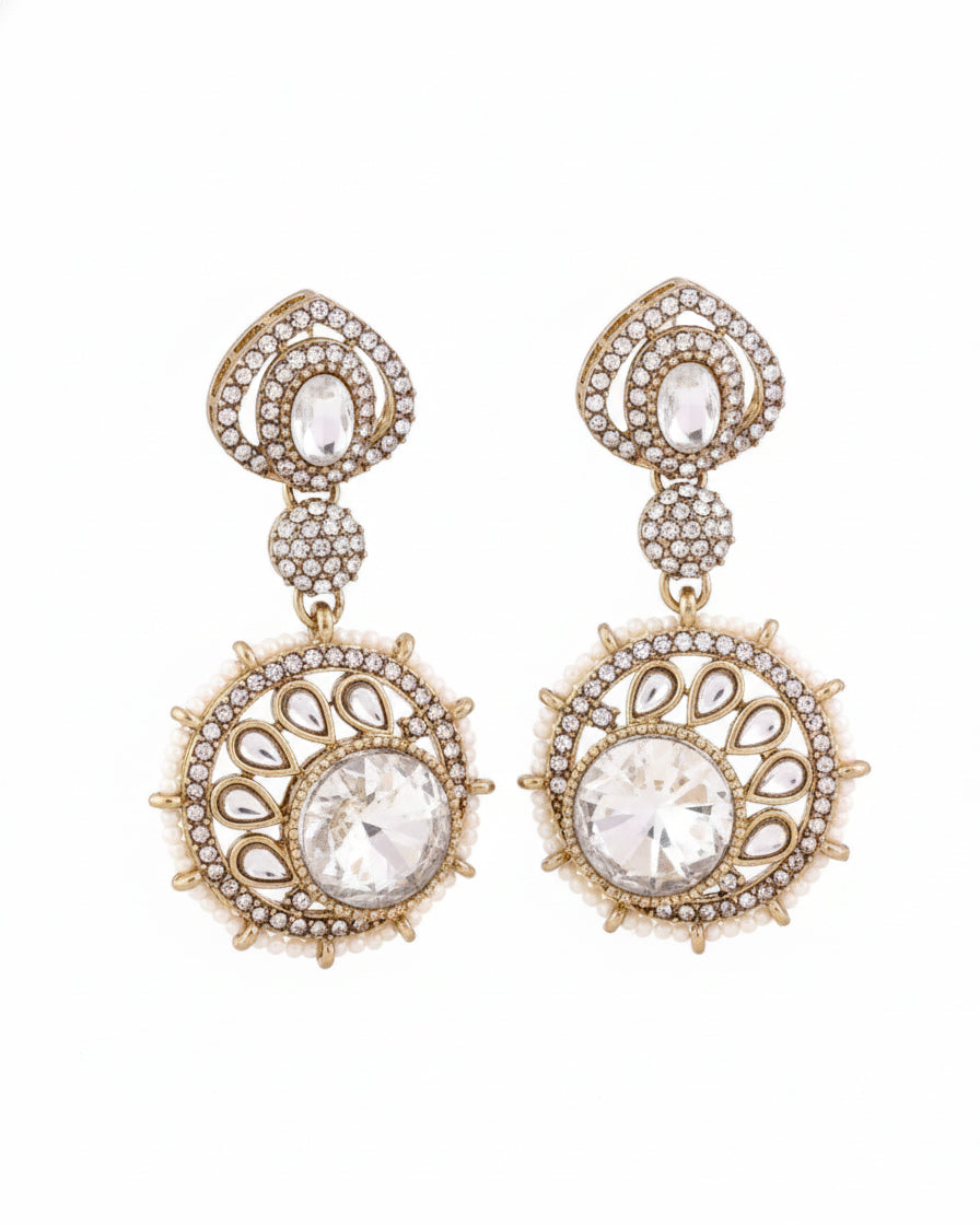 Silver Zivika Zircone Earrings - Polki Dupe
