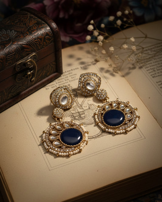 Blue Zivika Zircone Earrings - Polki Dupe