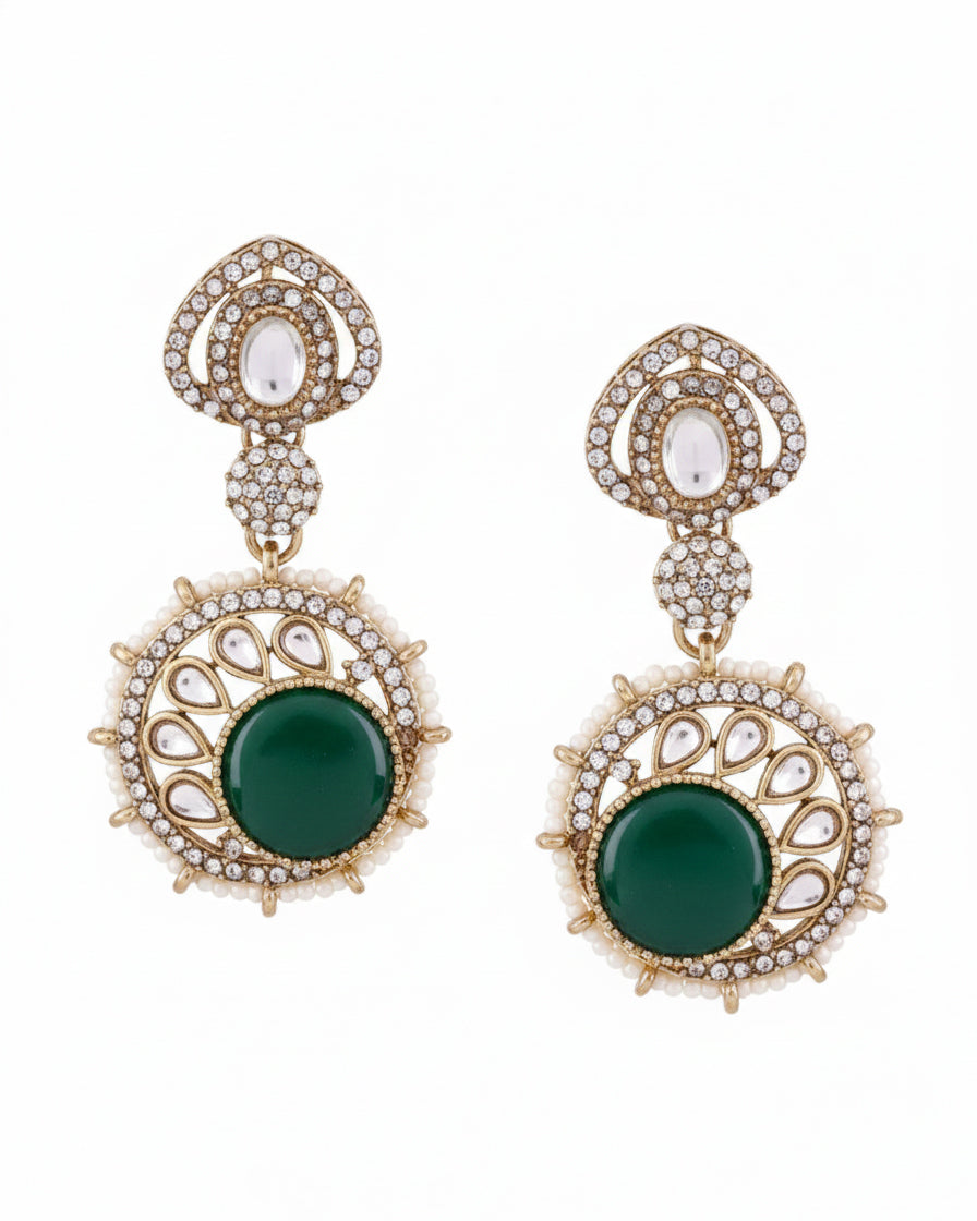 Green Zivika Zircone Earrings - Polki Dupe