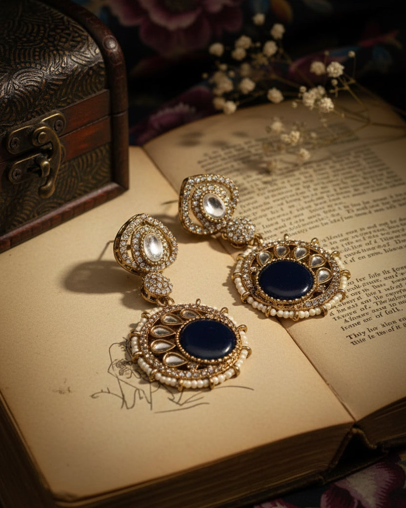 Blue Zivika Zircone Earrings - Polki Dupe