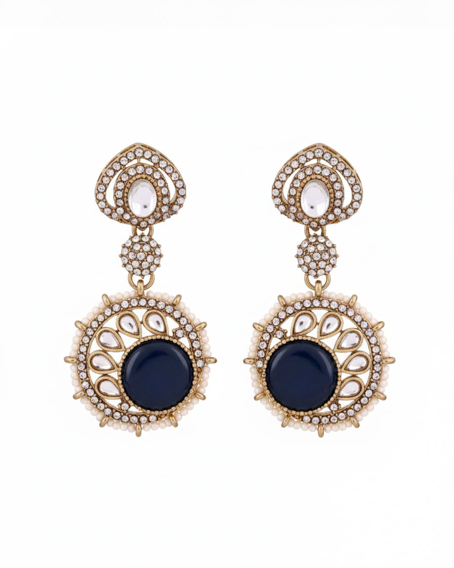 Blue Zivika Zircone Earrings - Polki Dupe