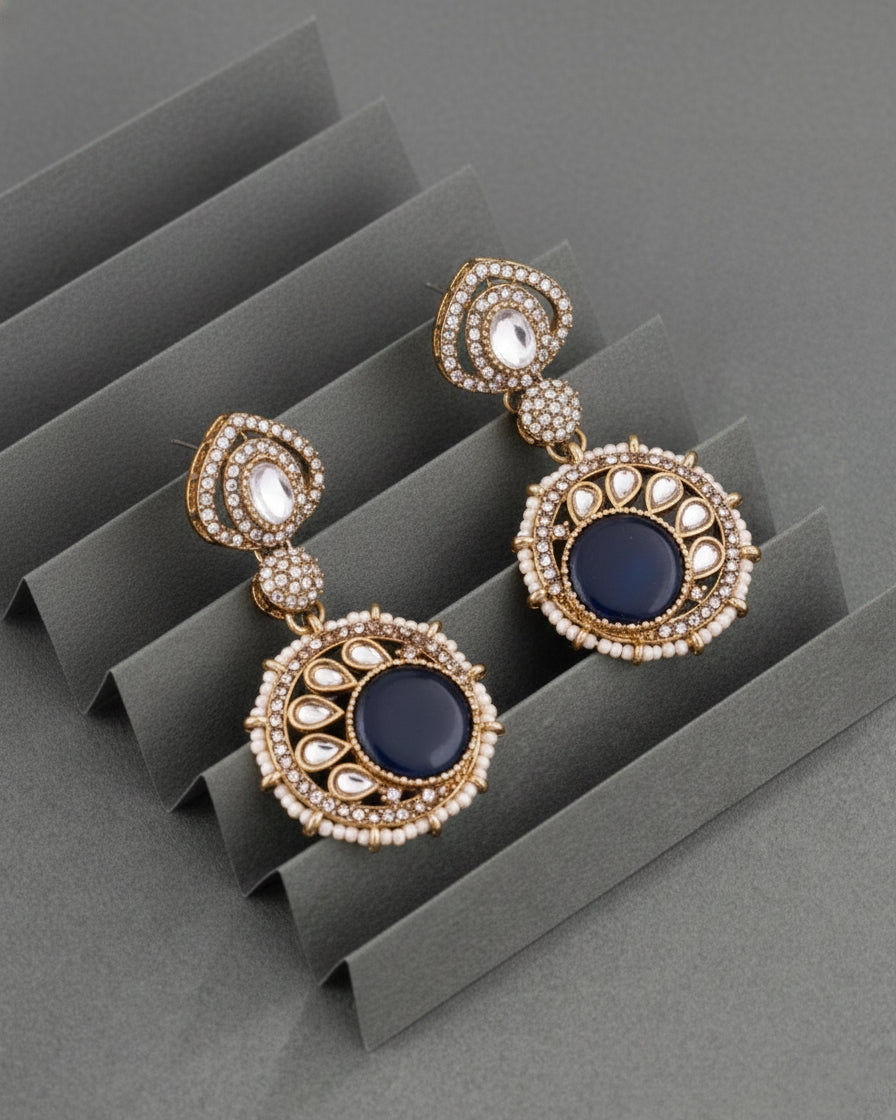 Blue Zivika Zircone Earrings - Polki Dupe