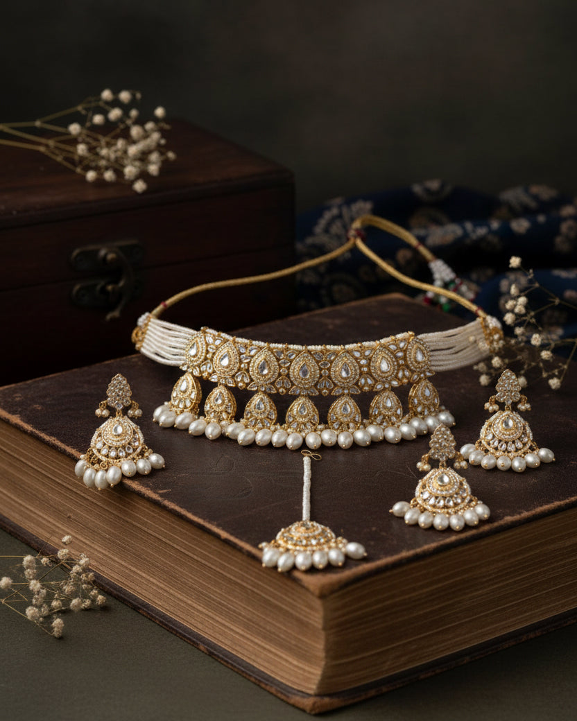 Pearl Reyna Kundan Jewellery Set