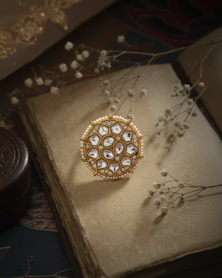 Chhavi Ethnic Ring - Pearl