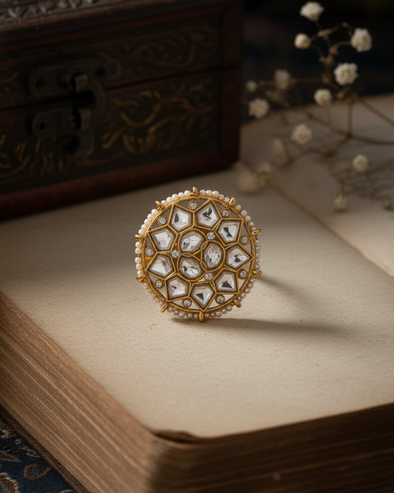 Chhavi Ethnic Ring - Pearl