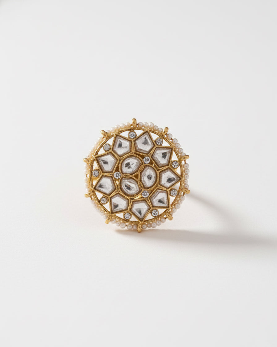 Chhavi Ethnic Ring - Pearl