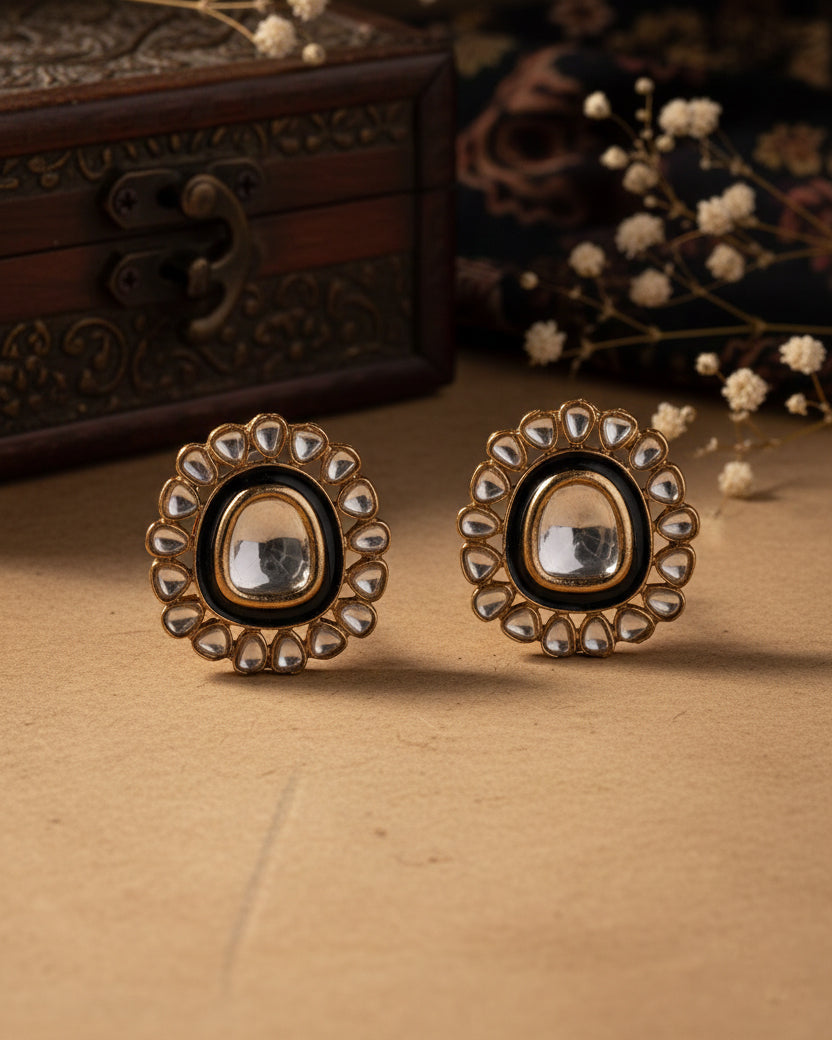 Black Jashae Kundan Stud