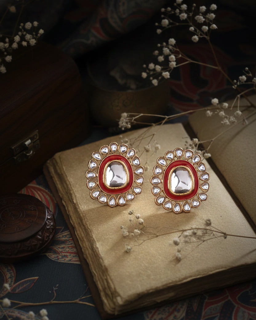 Red Jashae Kundan Stud