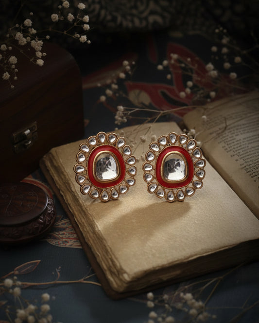 Red Jashae Kundan Stud