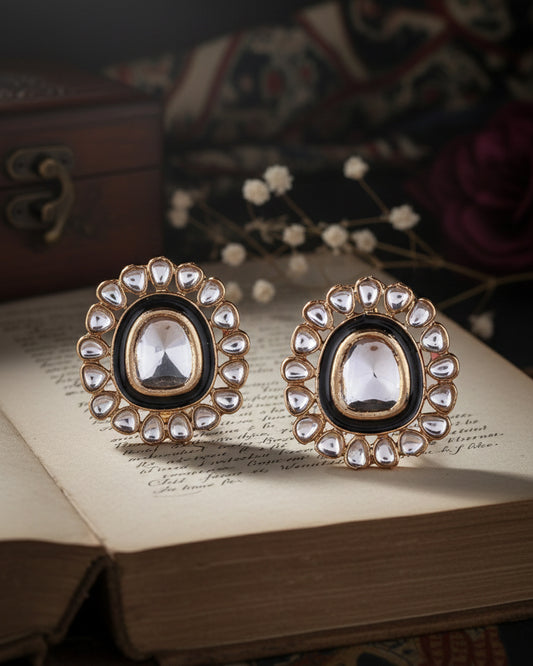 Black Jashae Kundan Stud