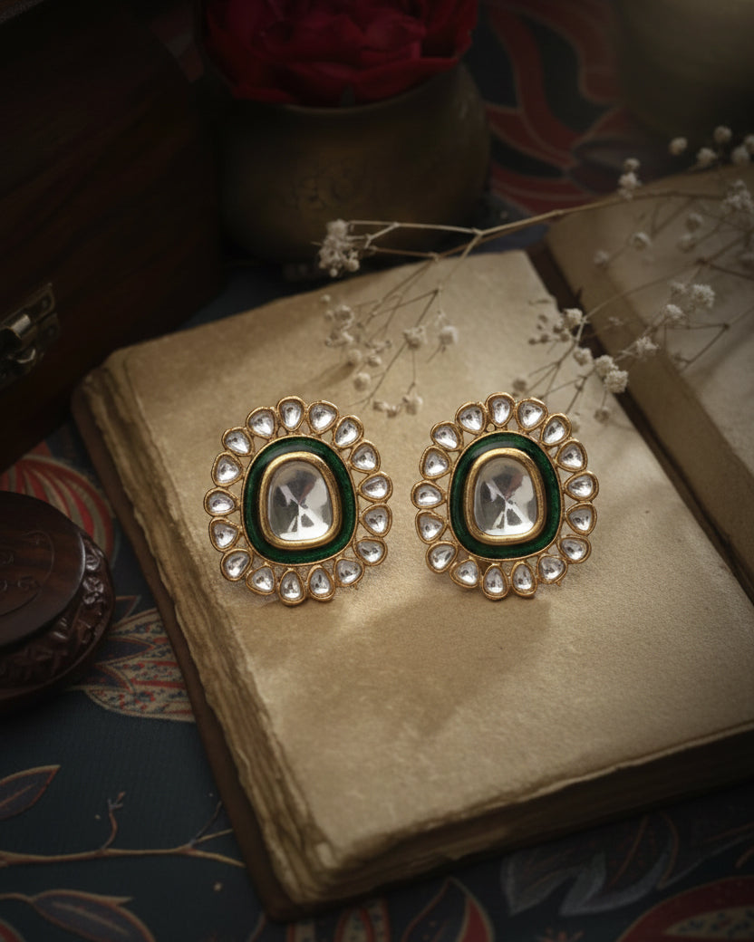 Green Jashae Kundan Stud