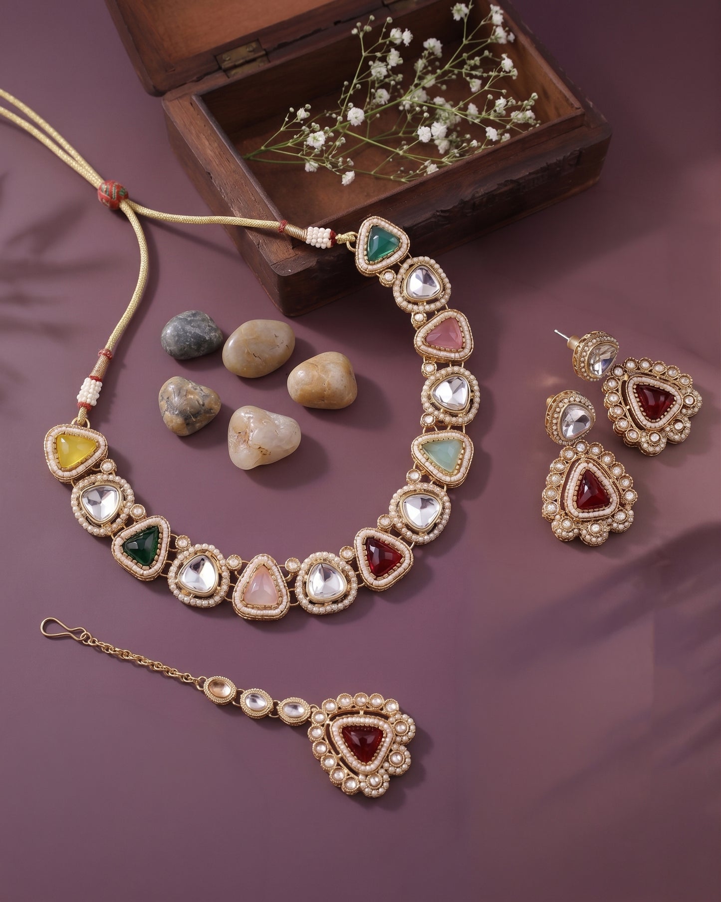 Kanira Premium Necklace Set - Polki Dupe