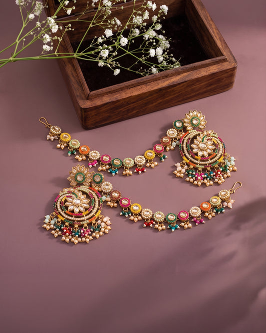 Multi Hiravya Chandbali with Sahara