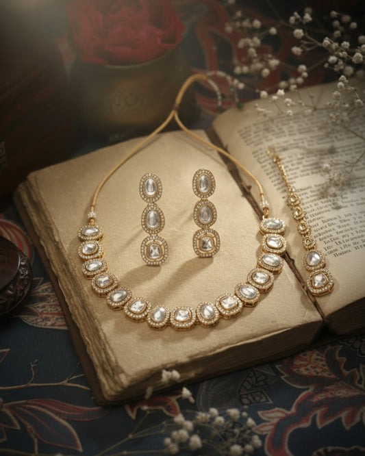 Silver Zamika Polki Dupe Jewellery Set