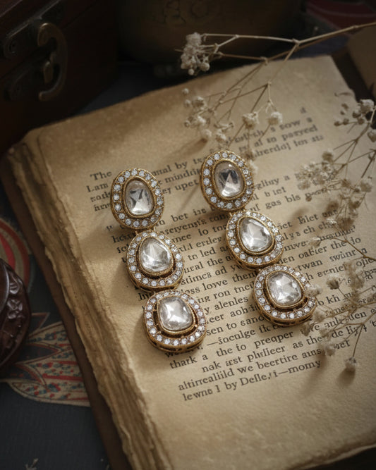 Silver Kivya Earring - Polki Dupe