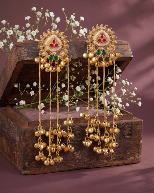 Ruby Green Devkanak Premium Kashmiri Look Earring