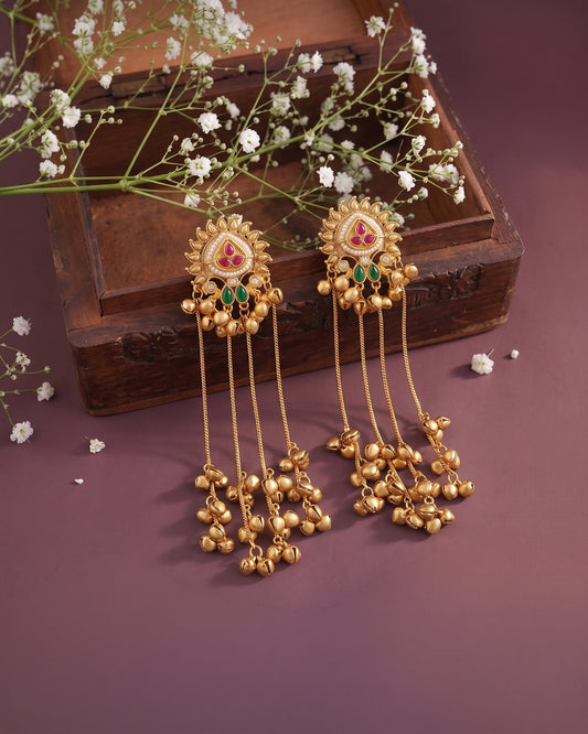 Ruby Green Devkanak Premium Kashmiri Look Earring