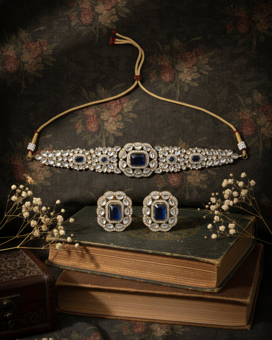Blue Yunita Choker Jewellery Set