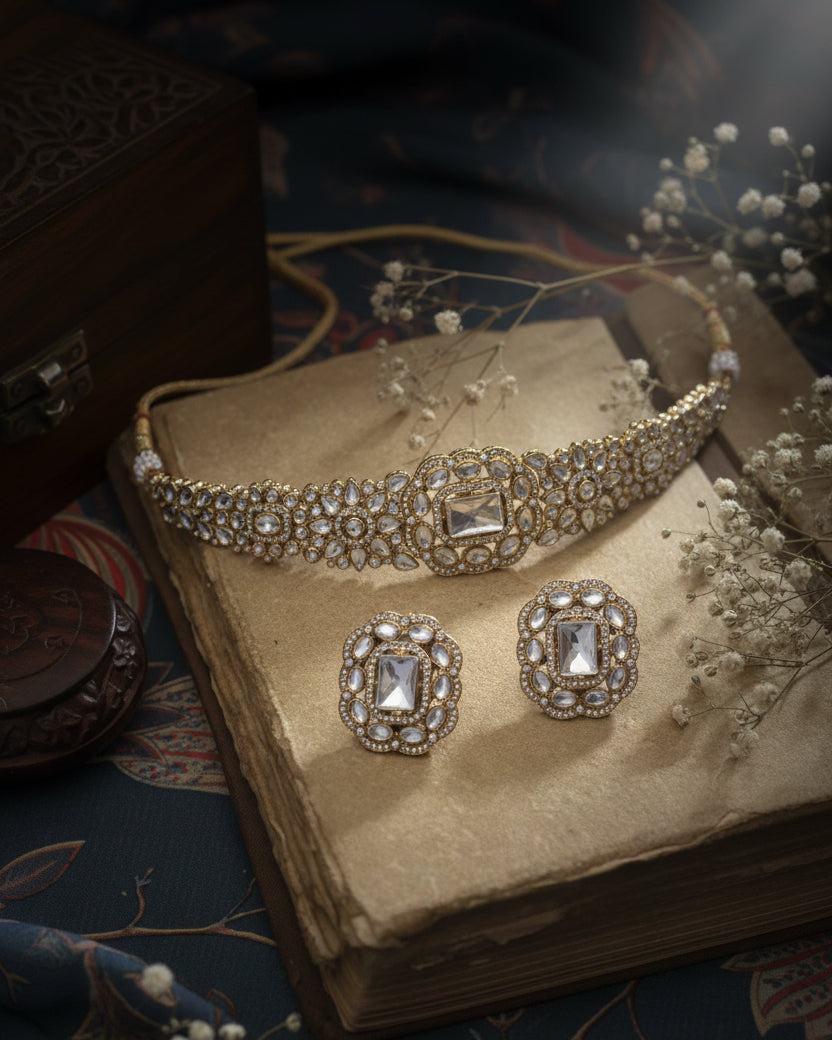 Silver Yunita Choker Jewellery Set