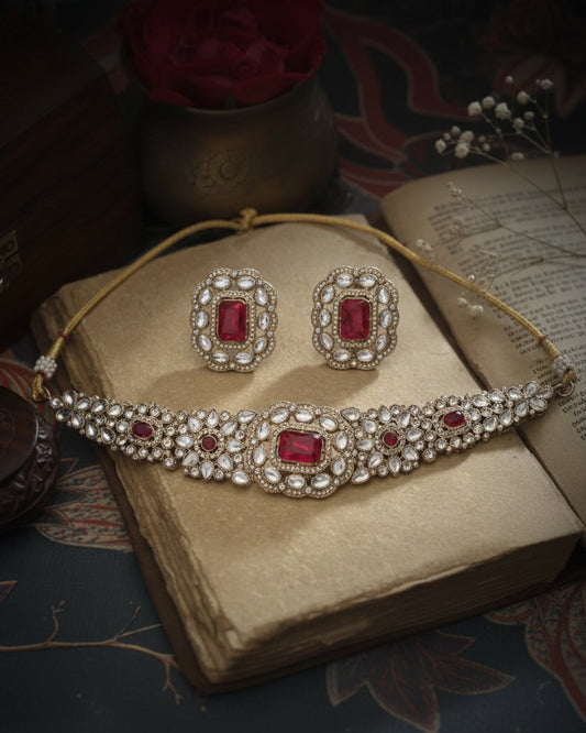 Pink Yunita Choker Jewellery Set