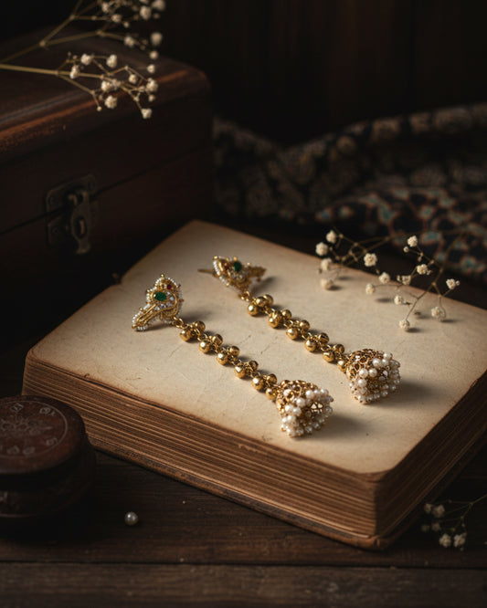 Emerald Zysha Ghunghru Jhumka Earring