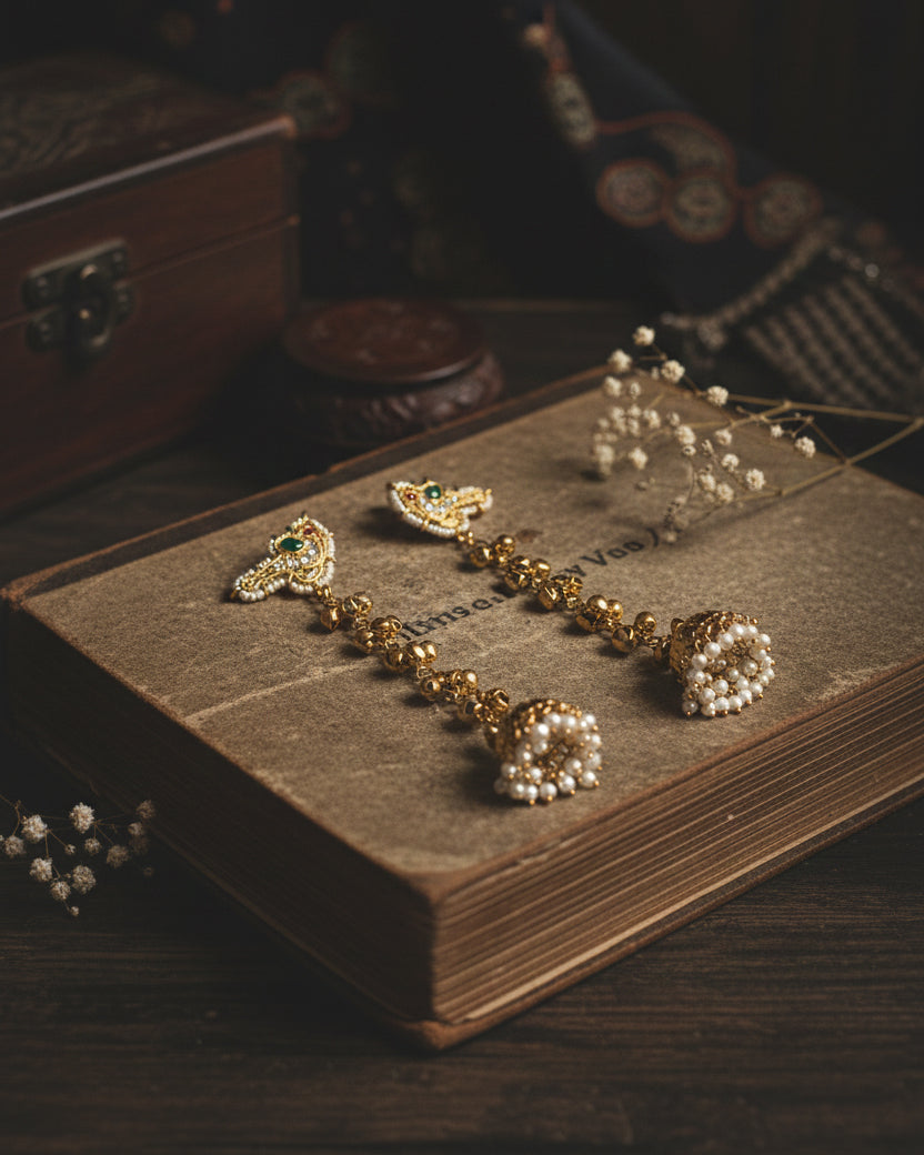 Emerald Zysha Ghunghru Jhumka Earring