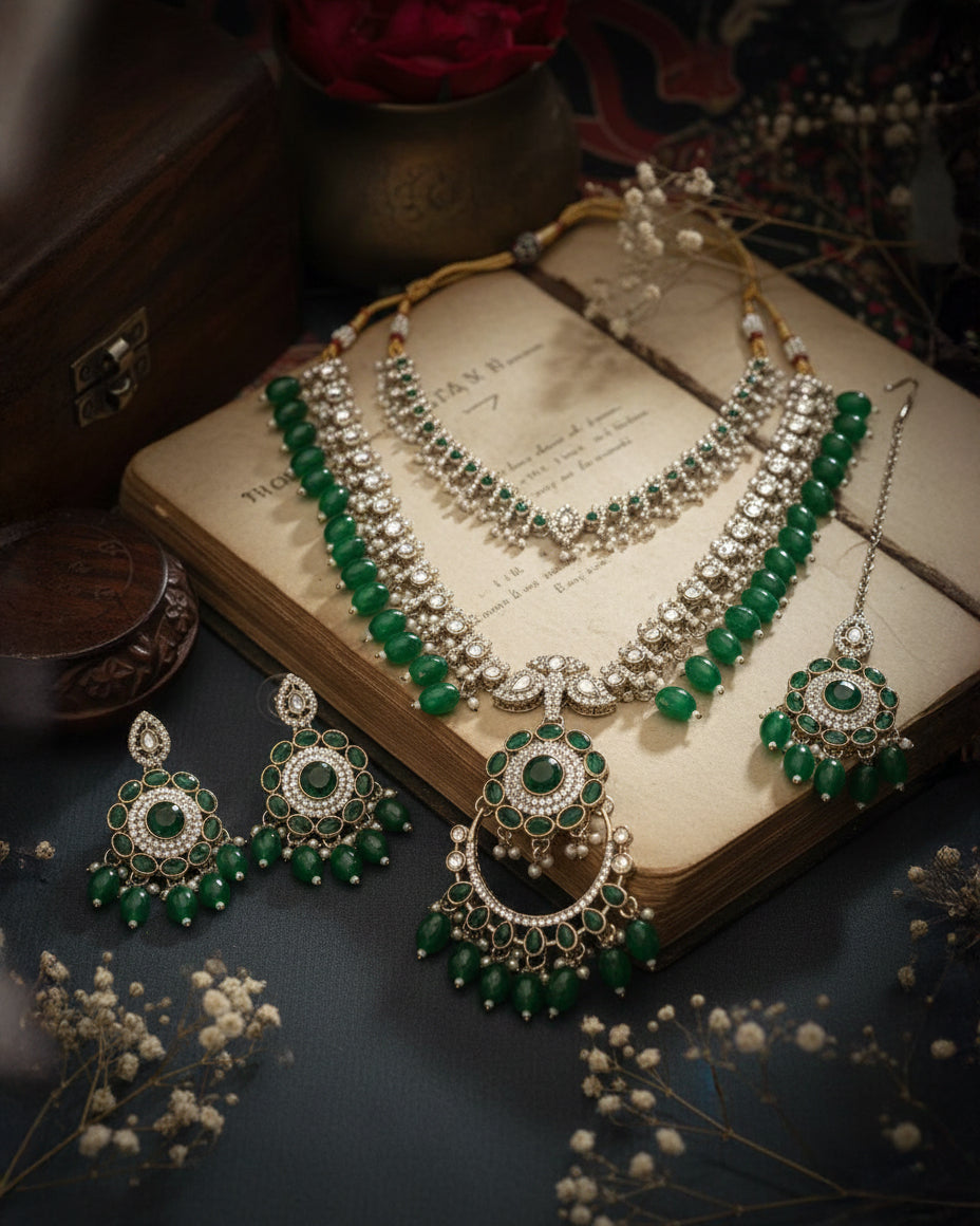 Emerald Kalindi Layered Jewellery Set