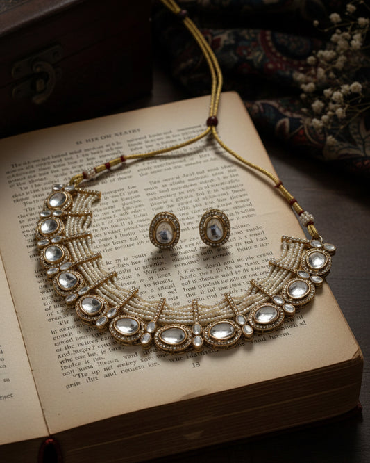 Pearl Imara Zircone Polki Dupe Jewellery Set