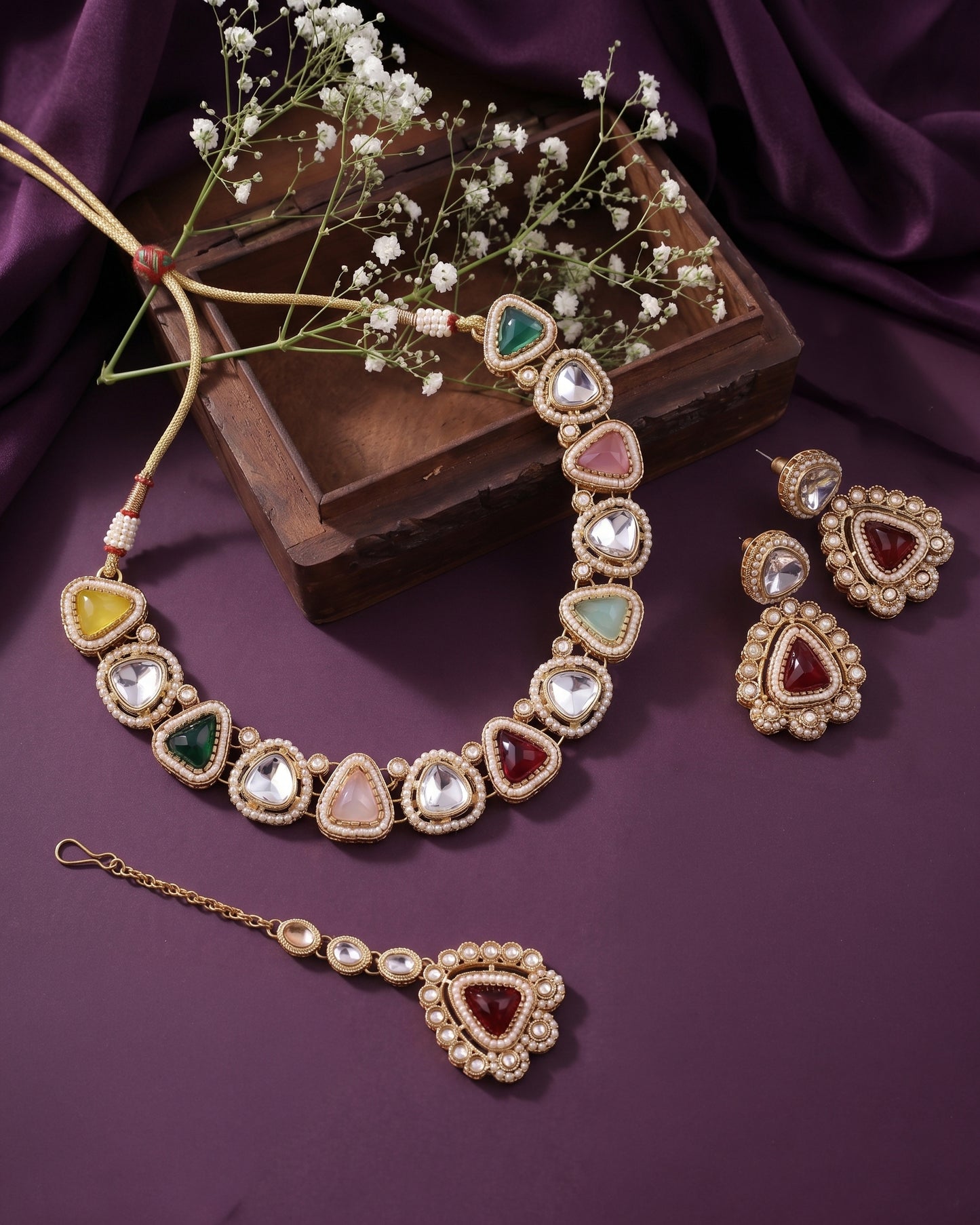 Kanira Premium Necklace Set - Polki Dupe