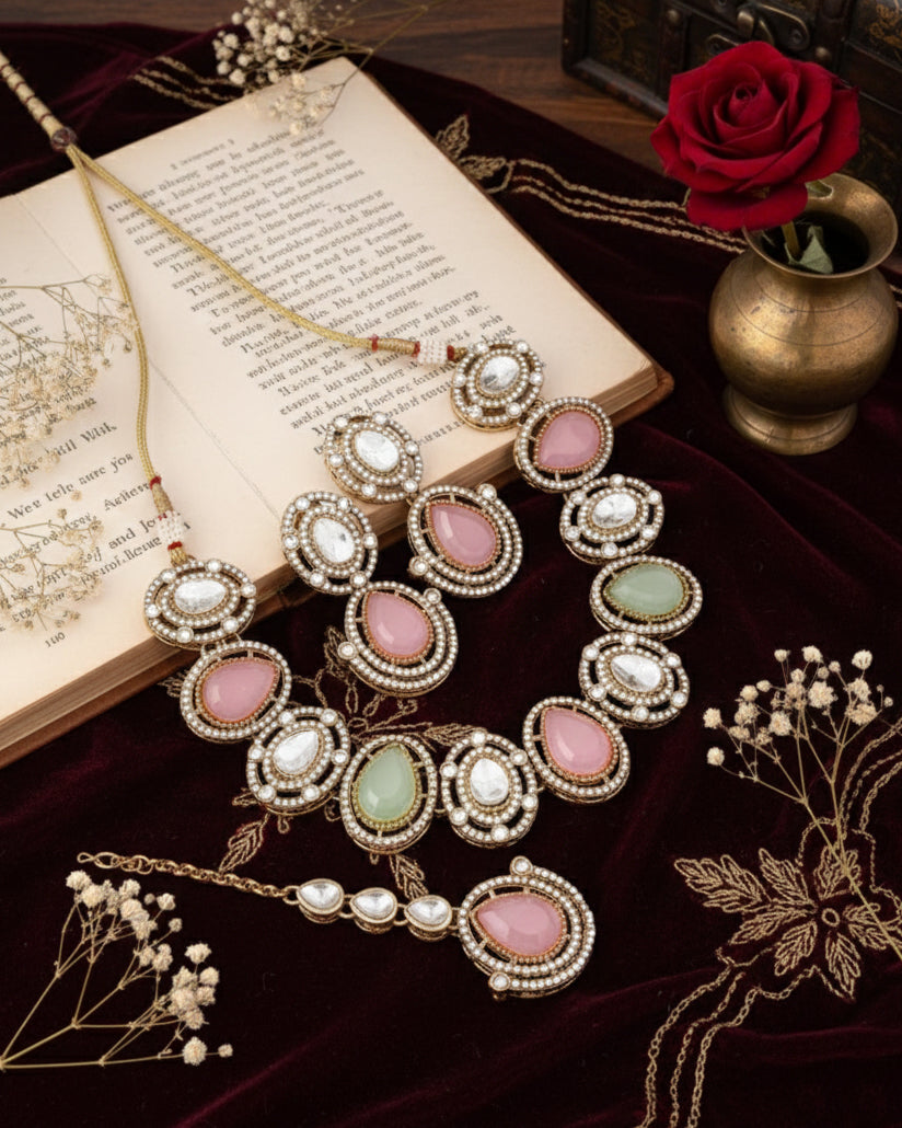 Pastel Nirav Polki Dupe Jewellery Set