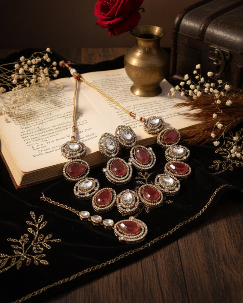 Onion Nirav Polki Dupe Jewellery Set