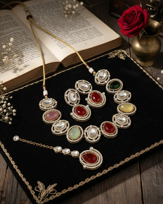 Multi Nirav Polki Dupe Jewellery Set