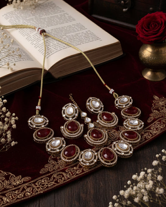 Ruby Nirav Polki Dupe Jewellery Set