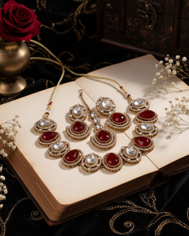 Ruby Nirav Polki Dupe Jewellery Set