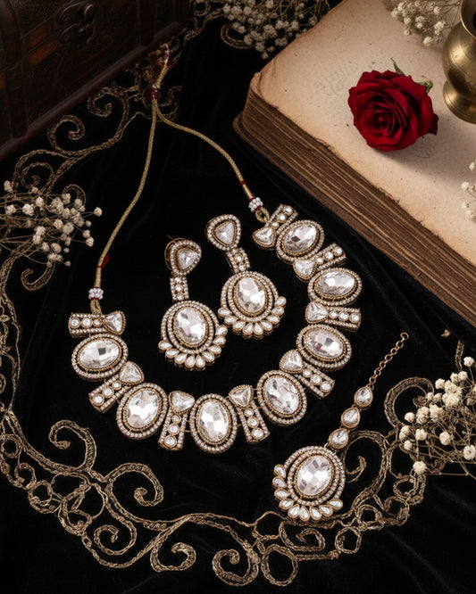 Silver Jayesh Polki Dupe Jewellery Set