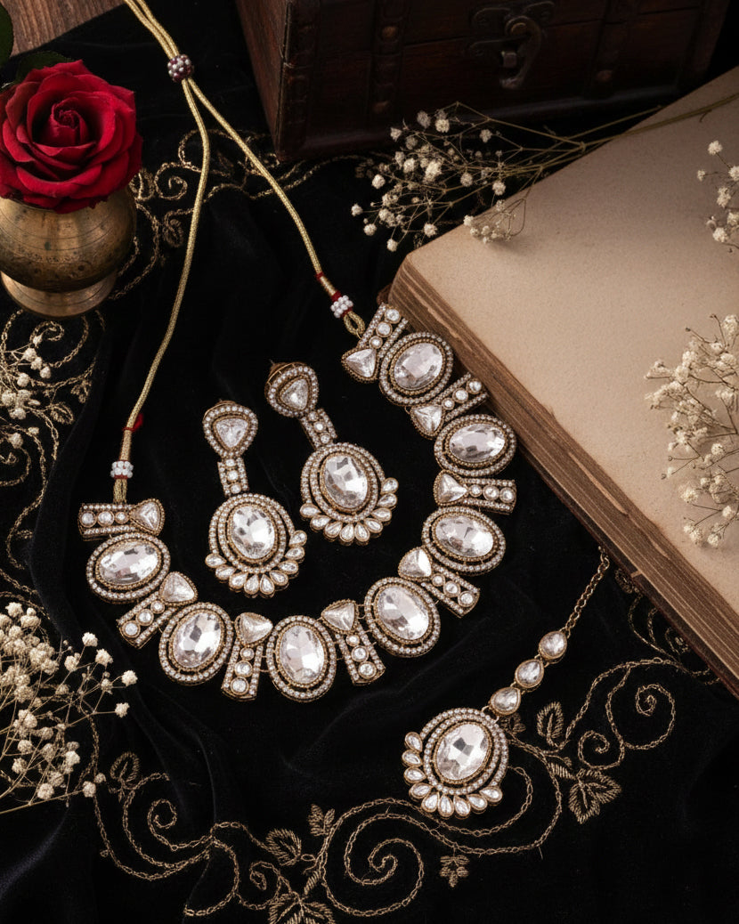 Silver Jayesh Polki Dupe Jewellery Set