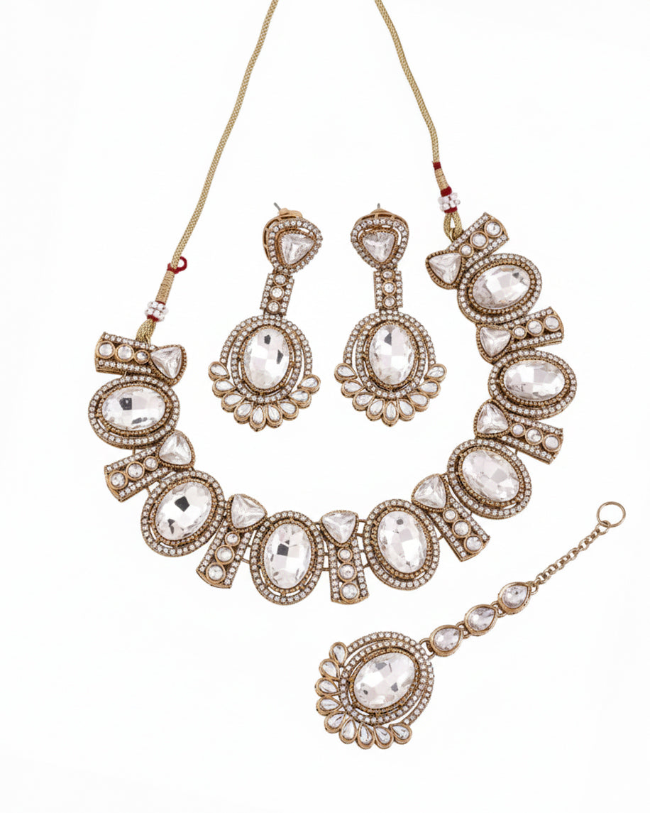 Silver Jayesh Polki Dupe Jewellery Set