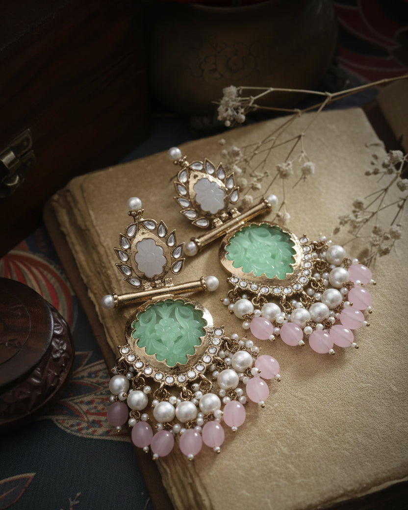 Mint Blush Anvay Chandbali
