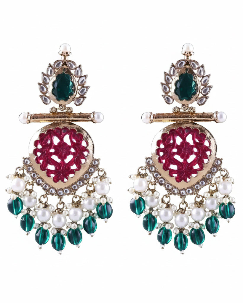 Emerald Red Anvay Chandbali