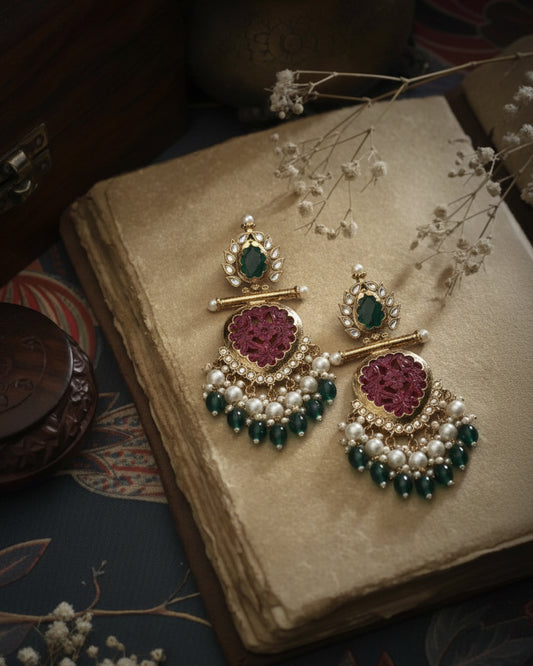 Emerald Red Anvay Chandbali