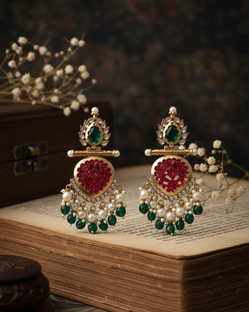 Emerald Red Anvay Chandbali