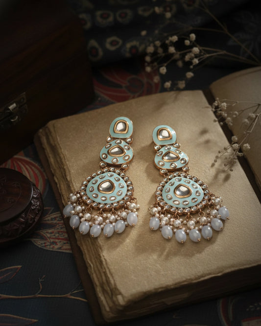 Turquoise Ehit Meenakari Chandbali